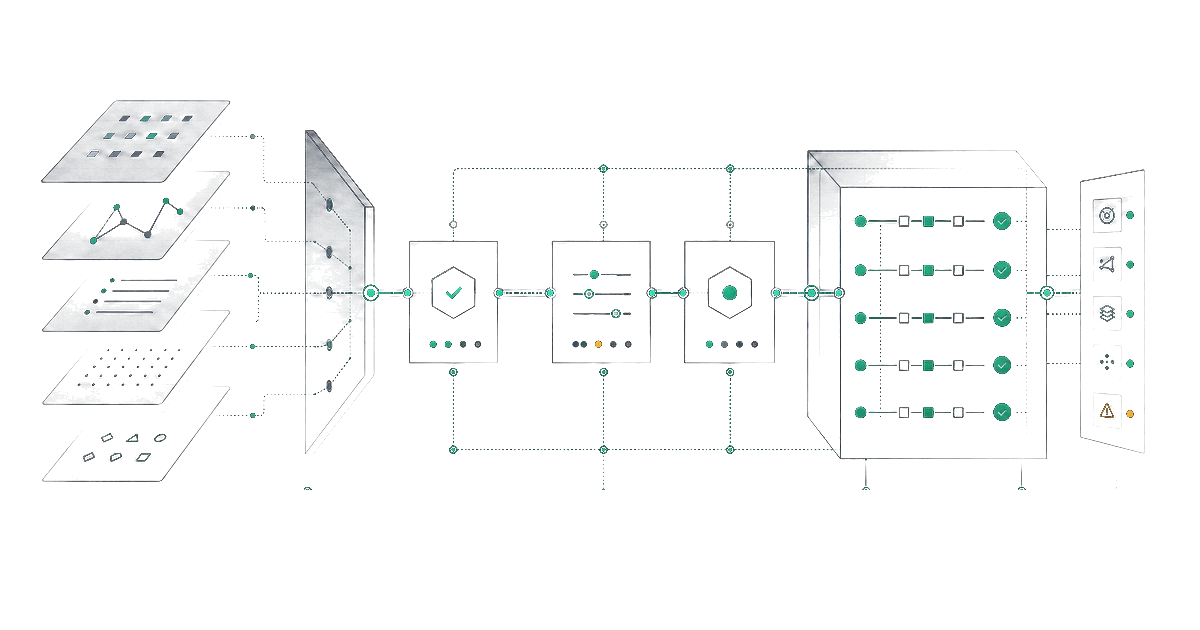 Krosoft approach thumbnail showing review loops and connected decision systems.